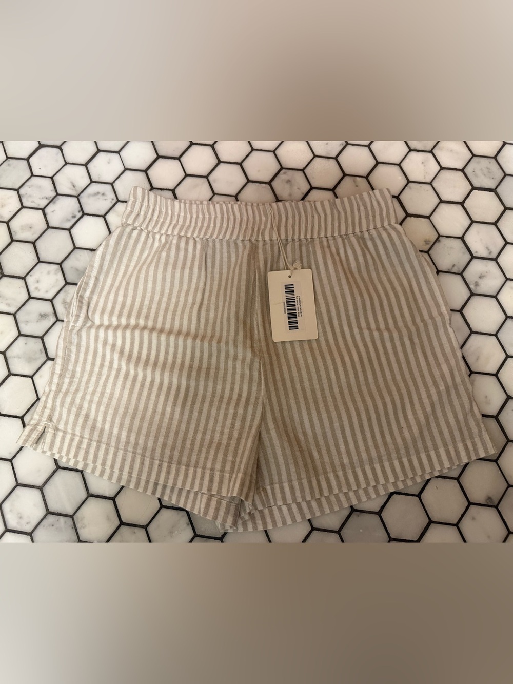 NWT Marea by Liz Joy Ava Shorts in Khaki Stipe - Small - Picture 7 of 8